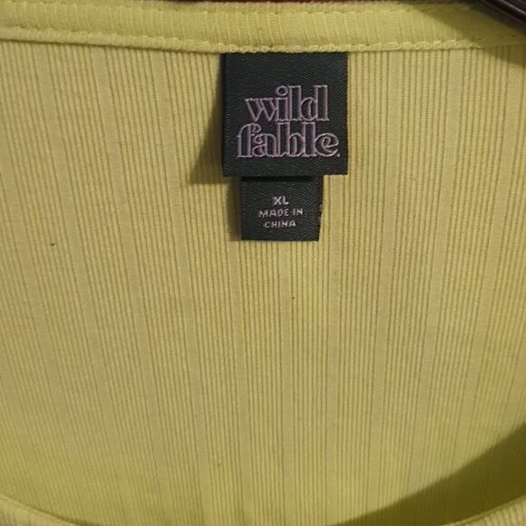 Wild Fable Rib Knit Neon Yellow Black Out Dress s XL - Picture 3 of 4